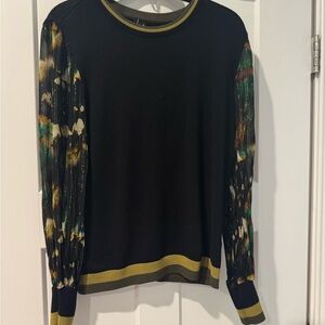 Anthropologie Black Sweater with Multicolor Sleeves